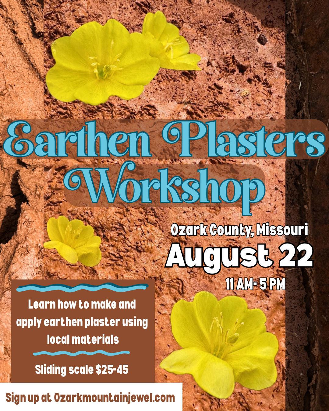 Earthen Plasters Workshop August 22, 2026